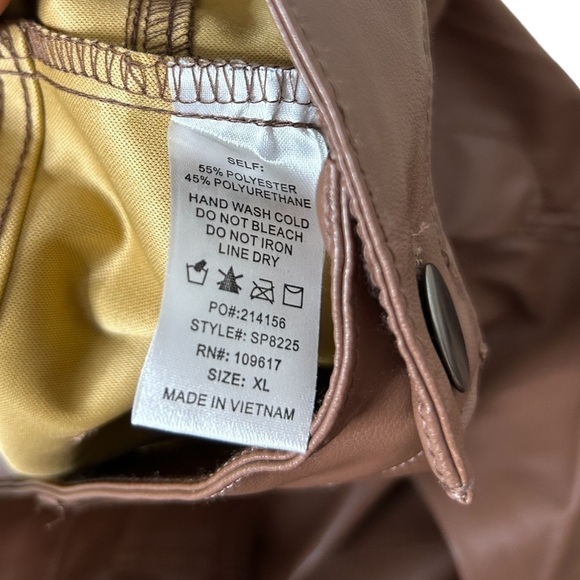 2/$30 Shinestar Brown High Waist Perfect Fit Faux Leather Vegan Skinny Pant XL - Picture 15 of 16